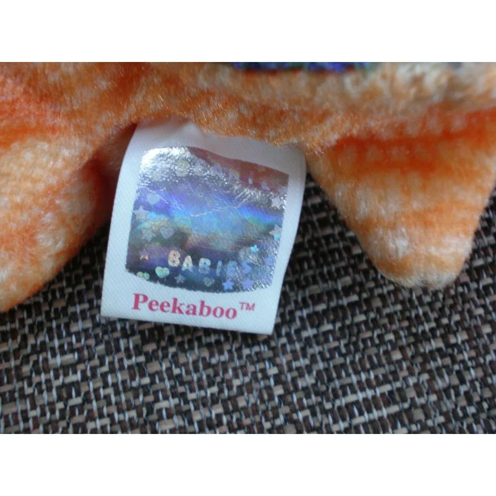 Retired Peekaboo the Turtle Ty Beanie Baby Plush Smiling Orange Babies 4-11-2000